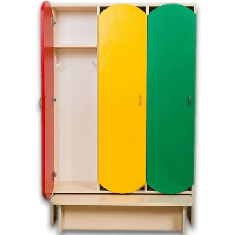 Шафа для дитячого одягу (тримісна з лавою) 909х300х1400мм Дроздовський